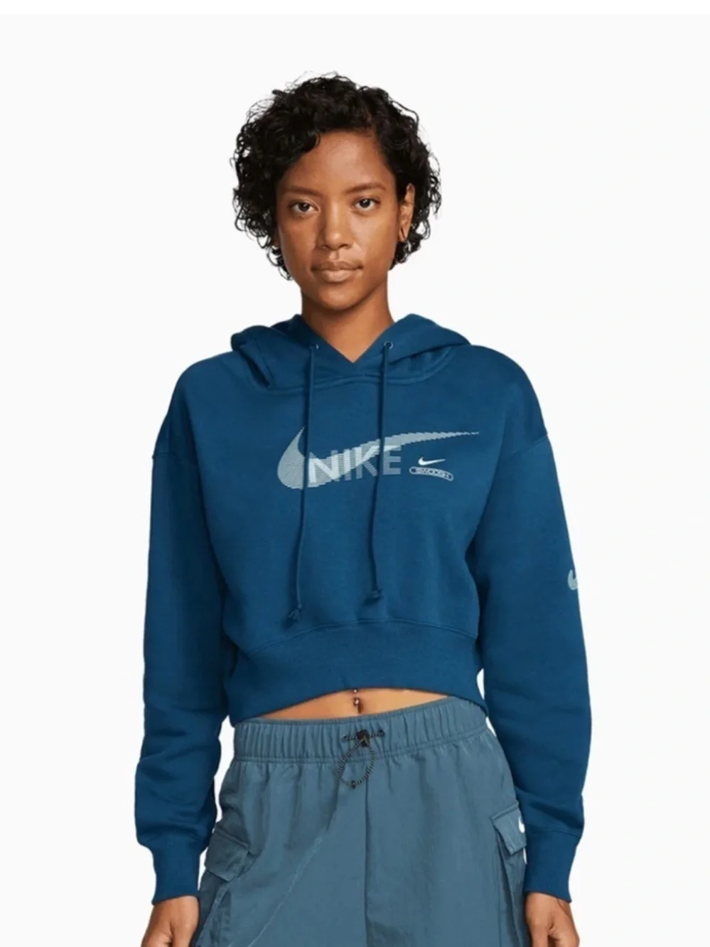 Nike Swoosh Crop Hoodie Sweatshirt Size XL